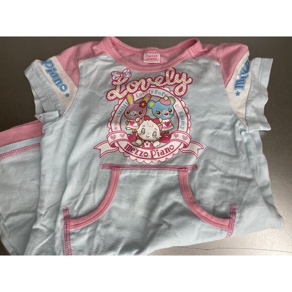 Mezzo Piano Short Sleeve One Piece Dress Pastel Pink Blue 110CM Japan Kawaii - Picture 1 of 7